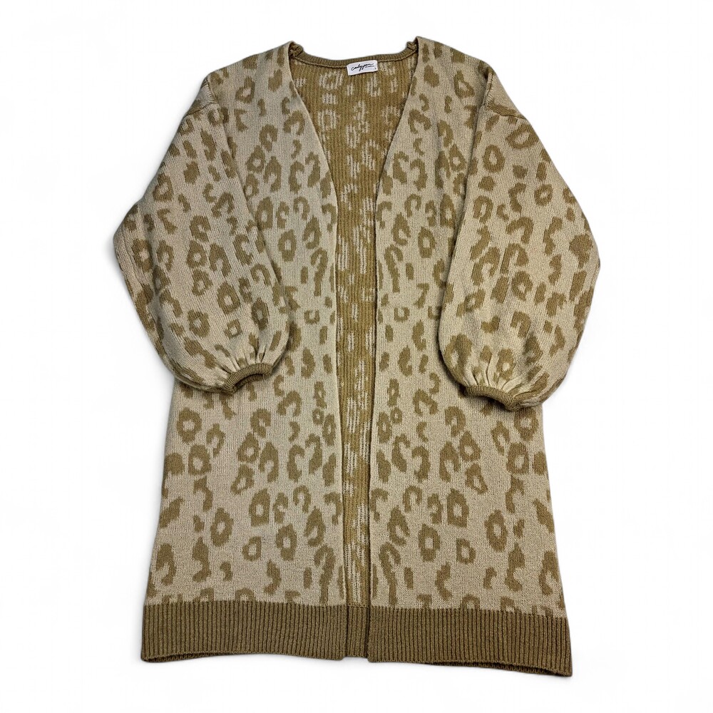 Carly Jean Leopard Print Open-Front Cardigan Sweater S‎
